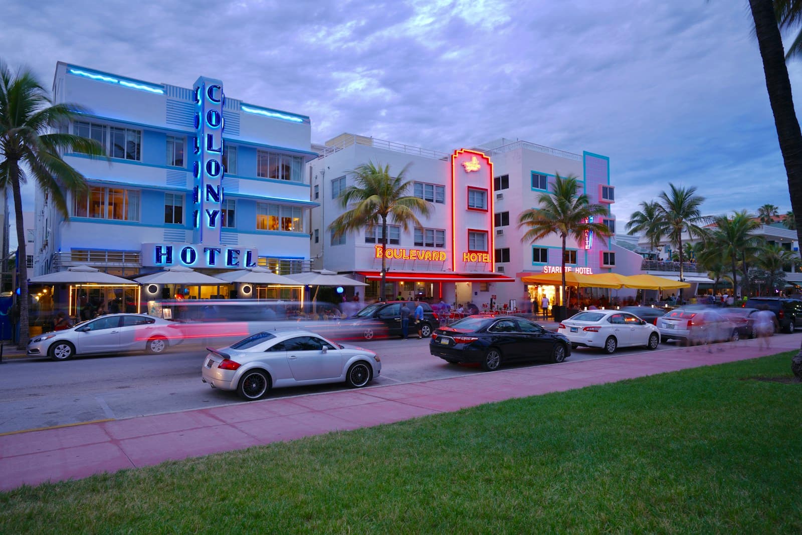 Ocean Drive at dusk, South Beach Miami