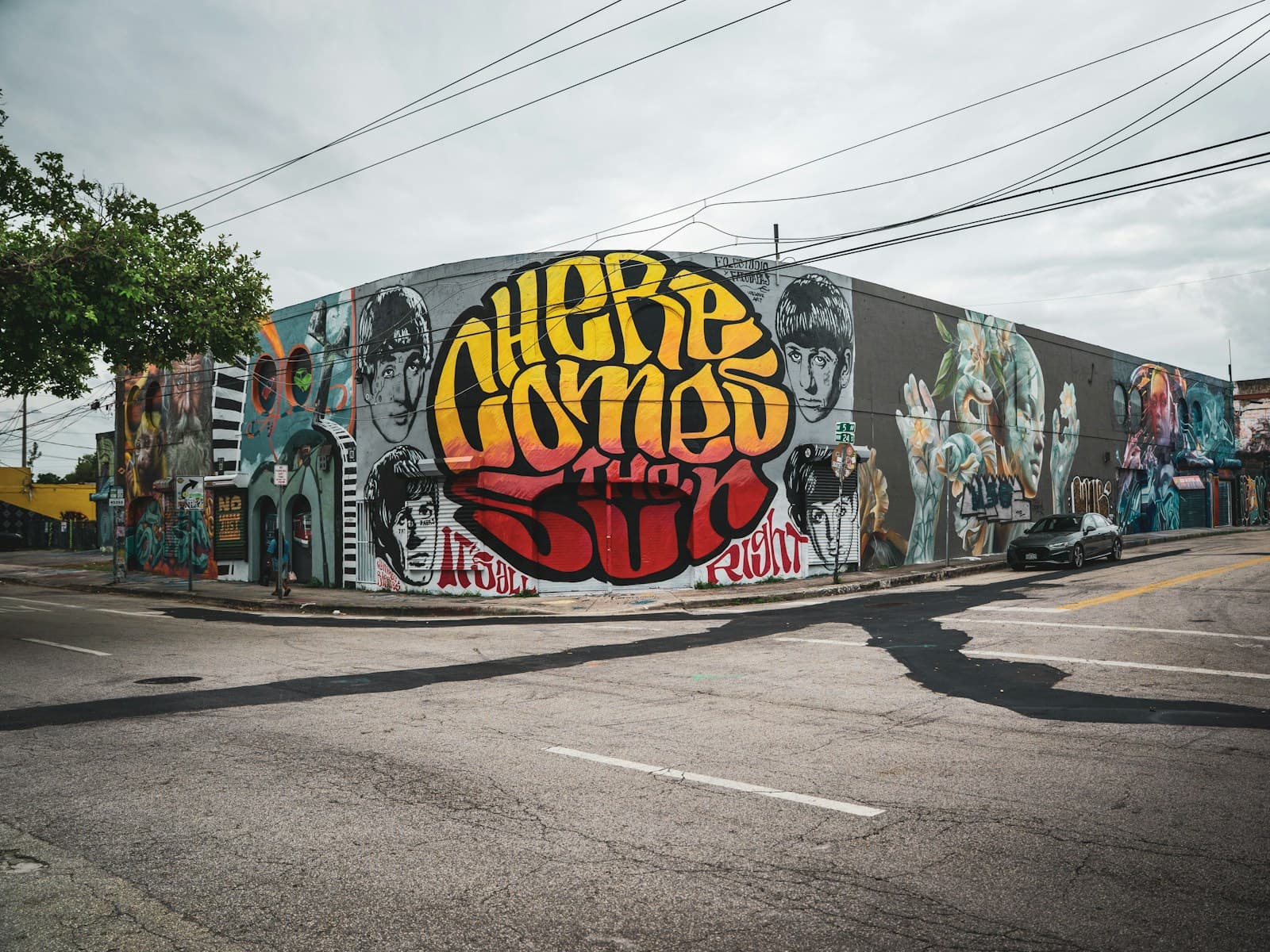 Colorful street art murals in Wynwood Miami